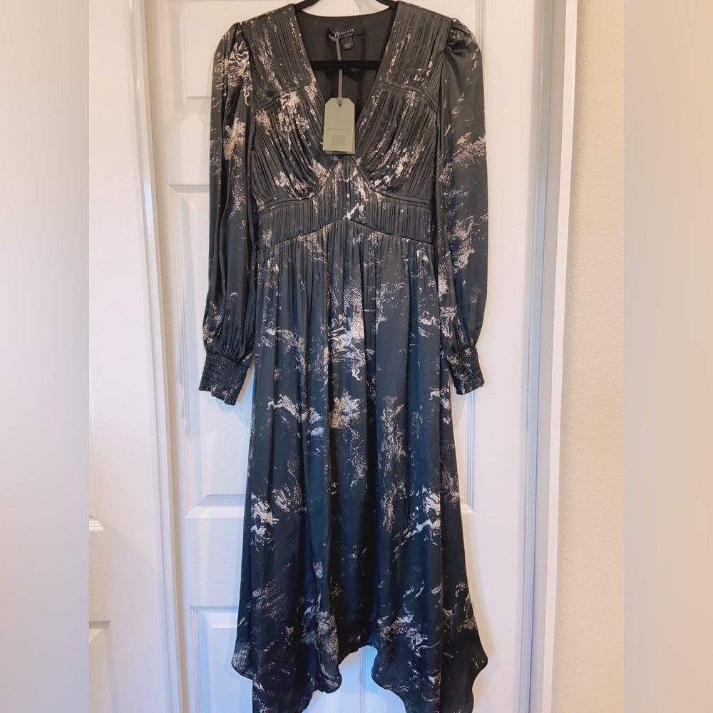 NWT $419 AllSaints Estelle Titania Floral Print Midi Dress - Picture 6 of 8